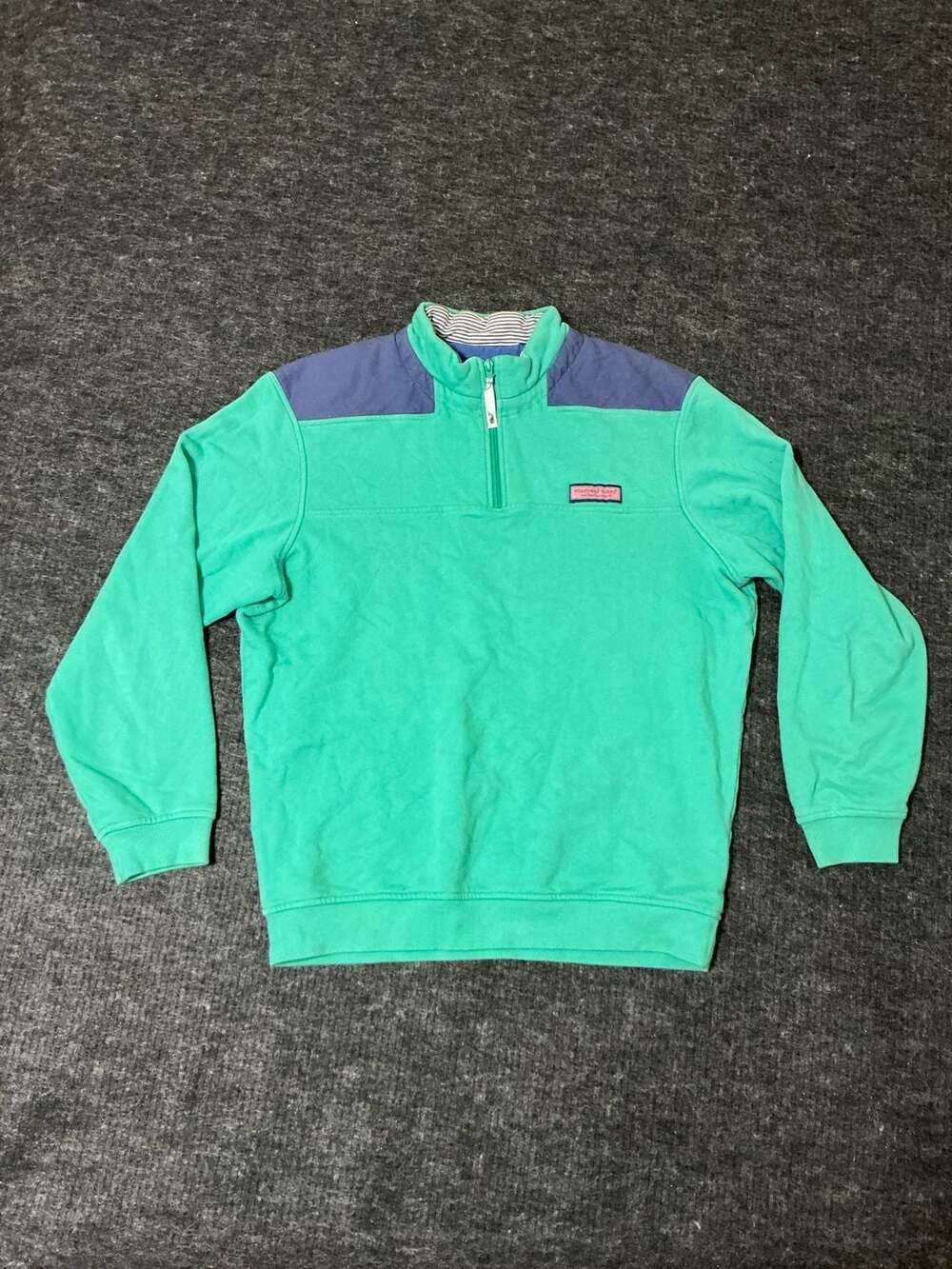 Vineyard Vines Quarter Zip Pullover Sweatshirt Mens Size Medium Green and Blue
